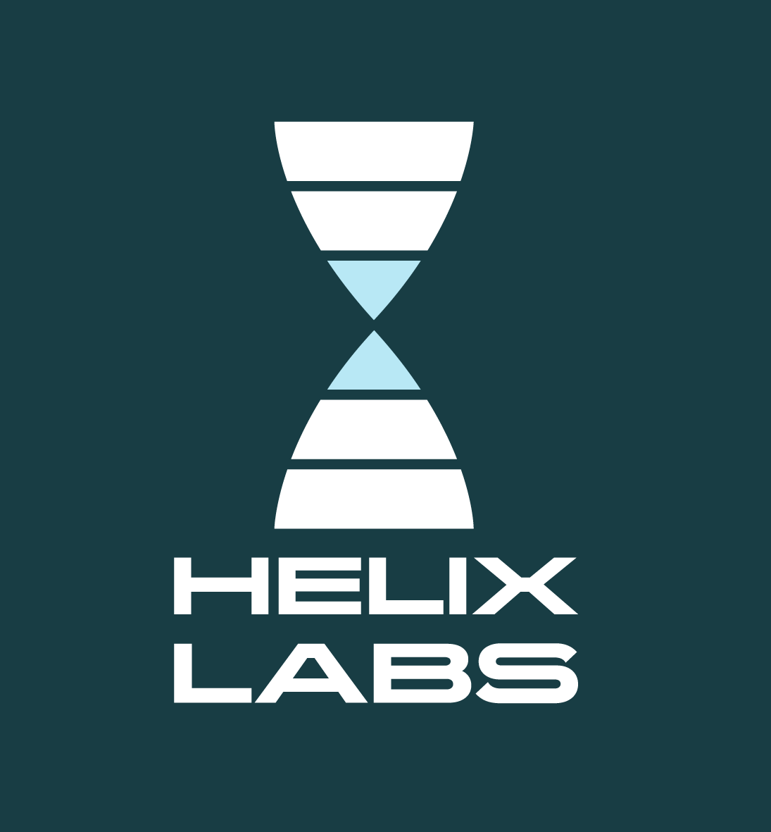 Helix Labs logo on teal
